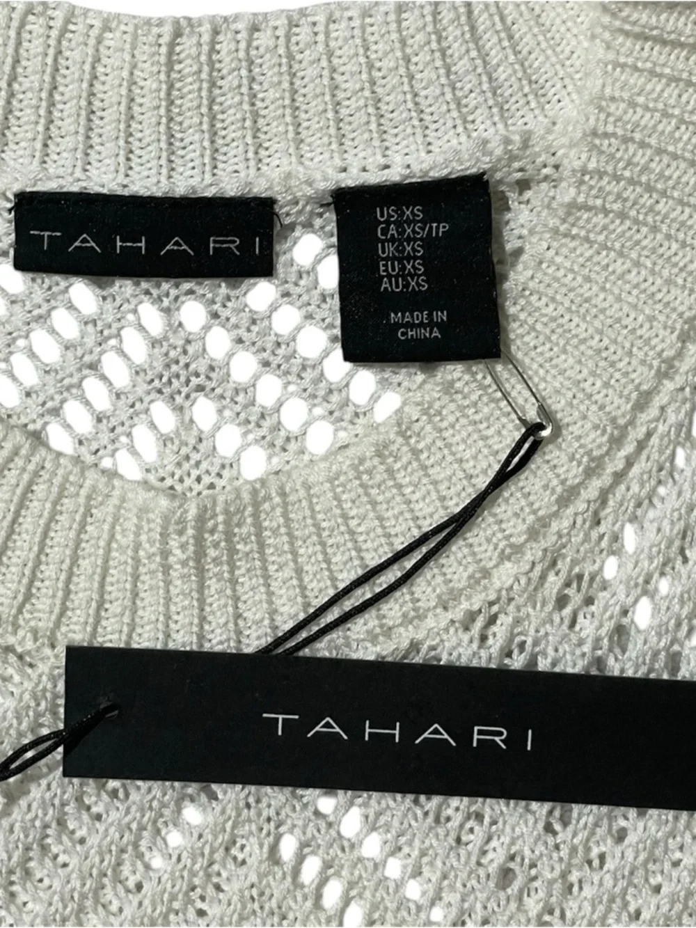 TAHARI White Open Weave Knit Maxi Swim Cover Up XS - Picture 6 of 7